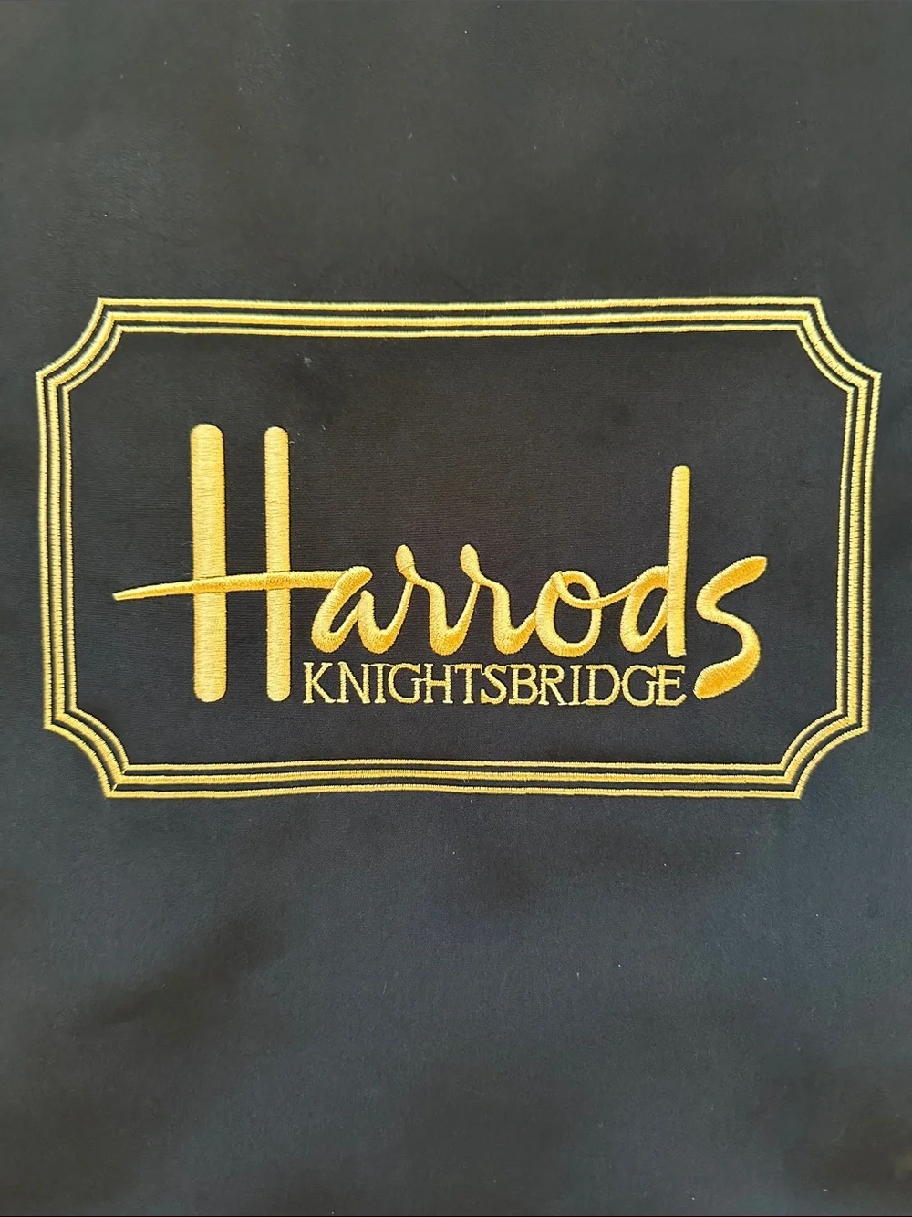 Vintage Harrods Knightsbridge Tote Bag London England Shopping Bag Black Gold